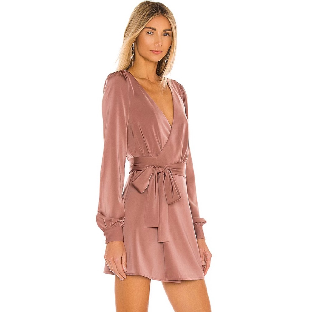 NWT NBD Janet Mini Wrap Dress Mauve Size S - Picture 2 of 7